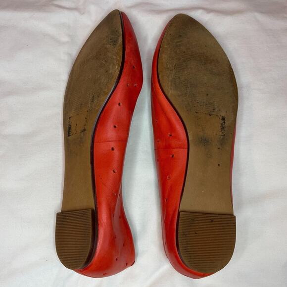 Madewell Sidewalk Skimmer Flats Red Perforated Leather Shoes Womens 8.5 - Picture 7 of 7